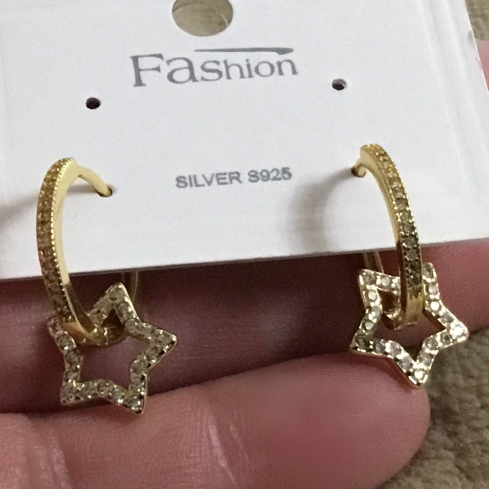 Gold CZ Star Earrings